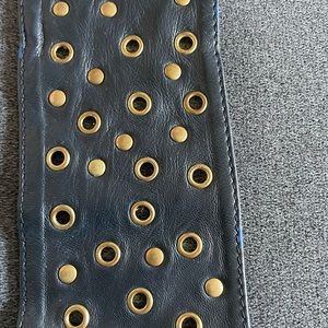 Top Shop Wide Leather belt with Gold grommets